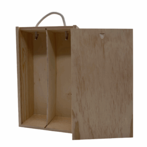 An image of 2 Bottle Wooden Box with Sliding Lid2 Bottle Wooden Box with Sliding Lid