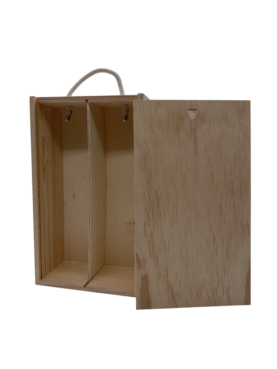 2 Bottle Wooden Box with Sliding Lid
