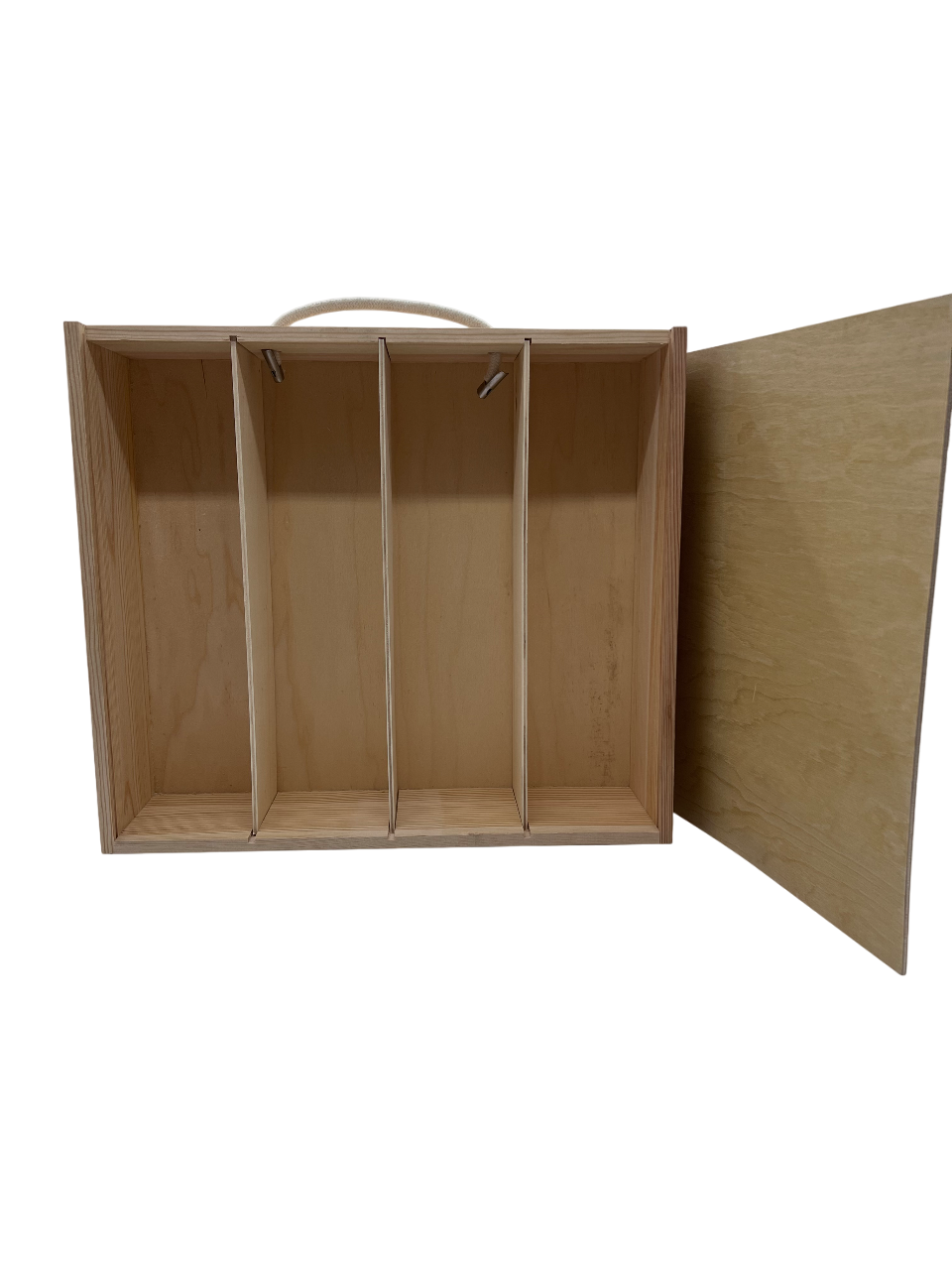 4 Bottle Wooden Box with Sliding Lid